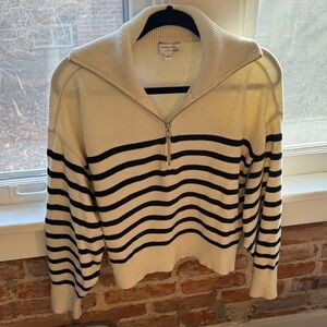Marissa Webb Cream and Black Striped Sweater